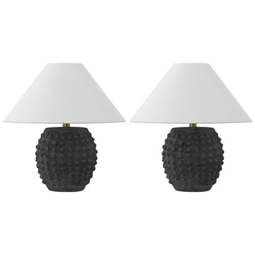 Effie 18.25" Minimalist Scandinavian Ceramic/Iron Hobnail LED Table Lamp